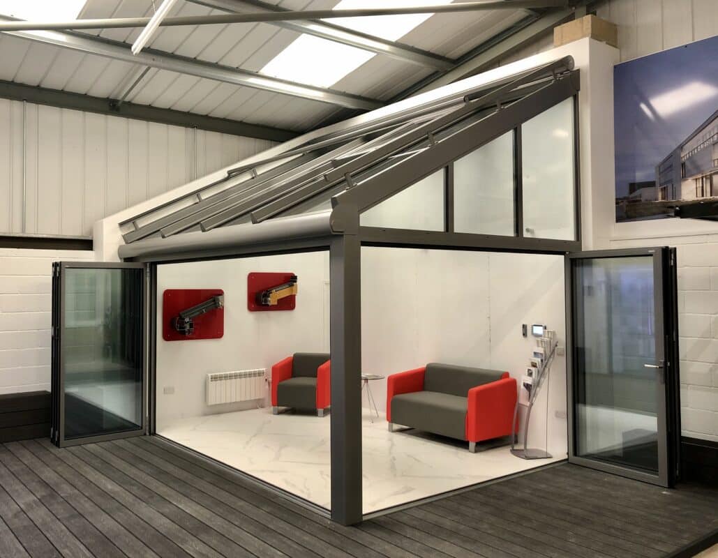 highline and ecoline bi-fold door in showroom